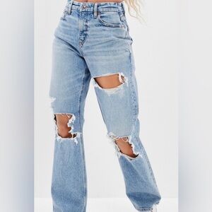 American Eagle Stretch Ripped Curvy 90’s Straight Jean -Size 14 LONG